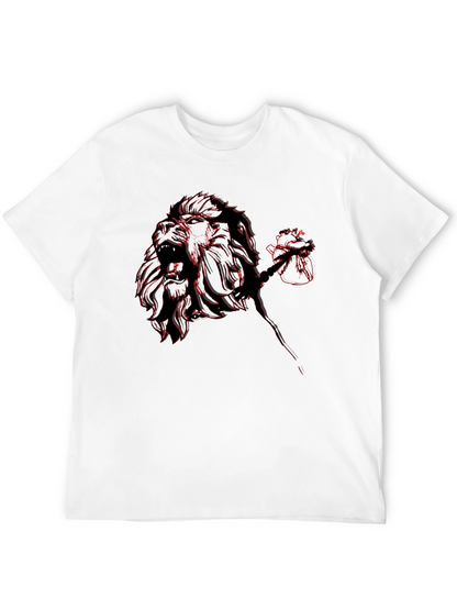 Lion Rose Graphic Tee - Black Casual T-Shirt