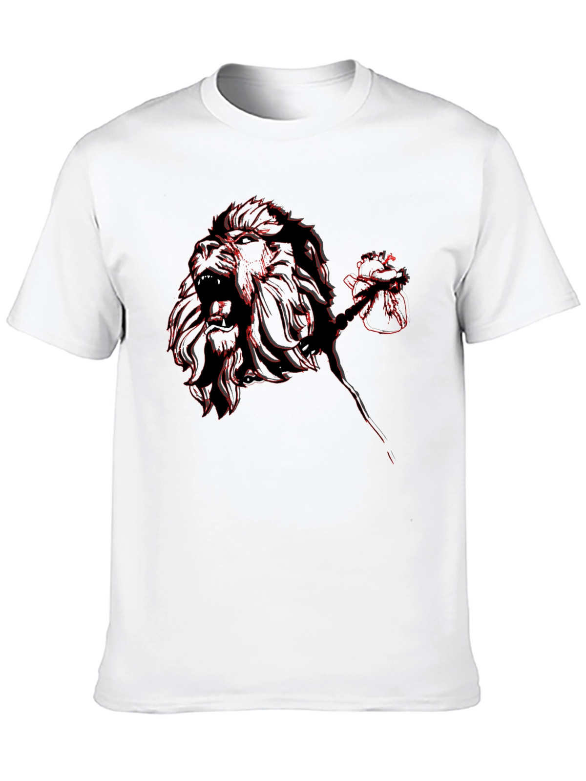 Lion Rose Graphic Tee - Black Casual T-Shirt