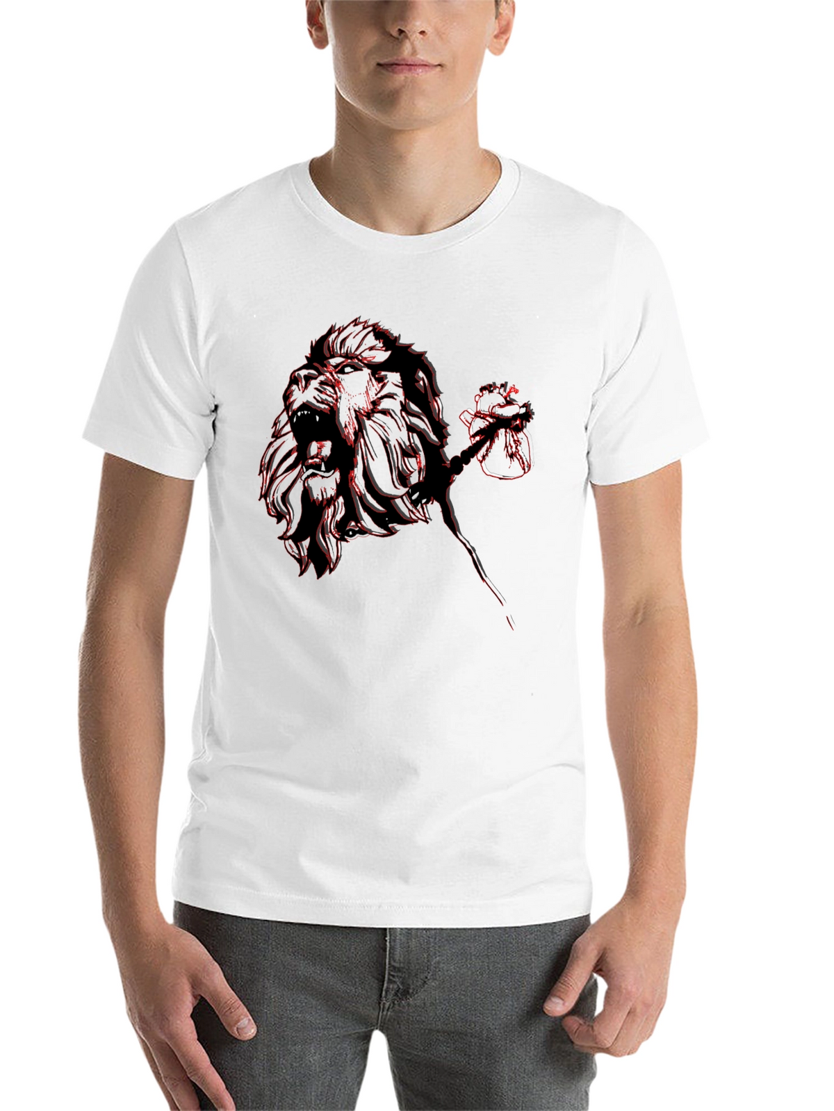 Lion Rose Graphic Tee - Black Casual T-Shirt