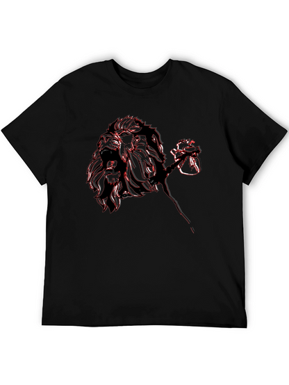 Lion Rose Graphic Tee - Black Casual T-Shirt