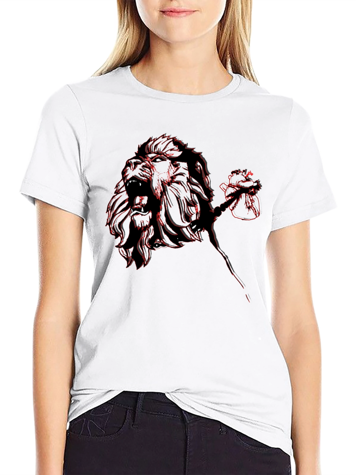 Lion Rose Graphic Tee - Black Casual T-Shirt
