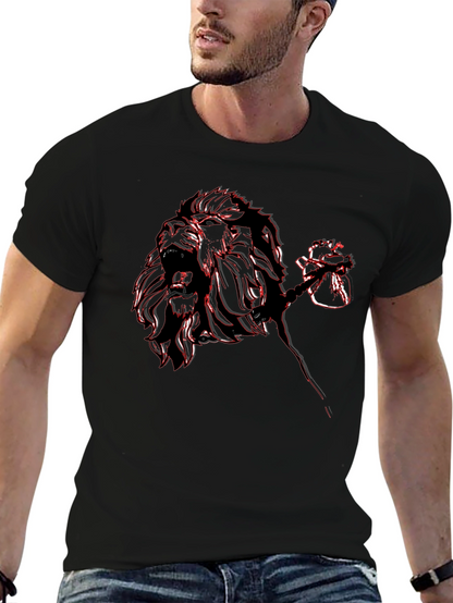 Lion Rose Graphic Tee - Black Casual T-Shirt