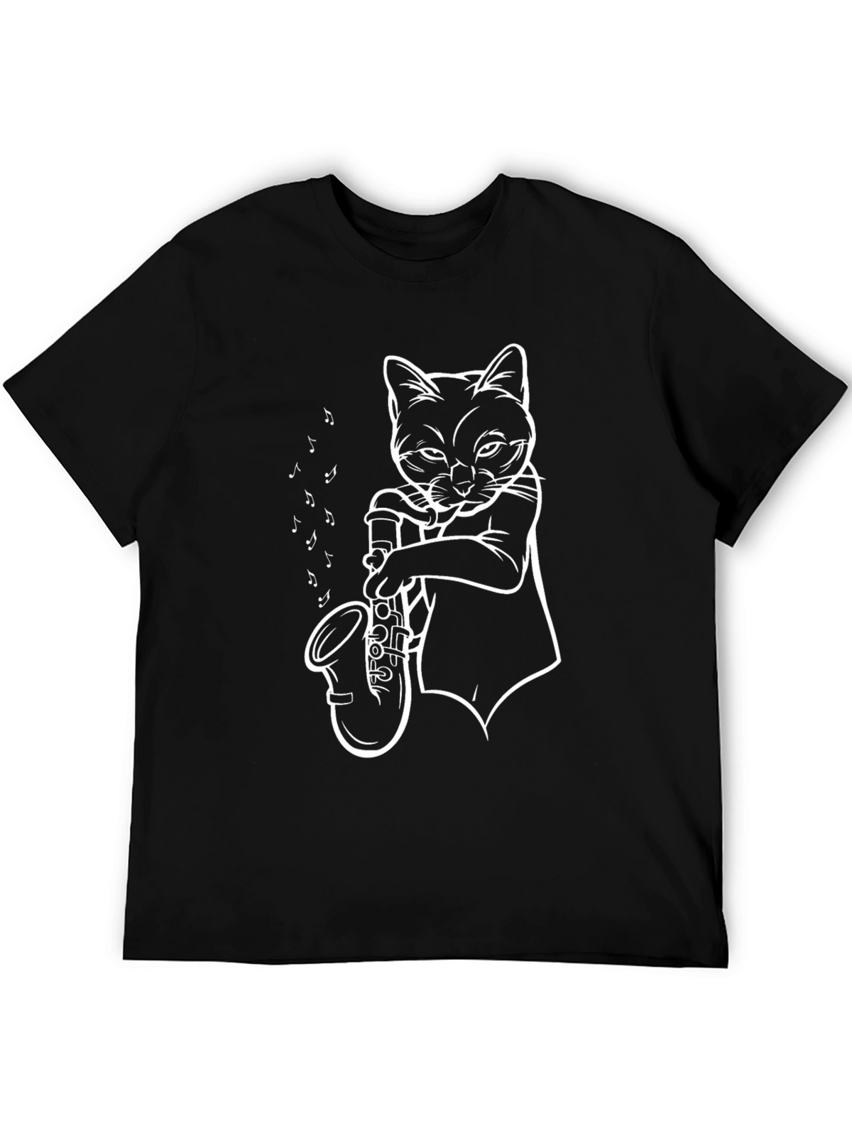 Cool Cat Saxophone Player Graphic Tee