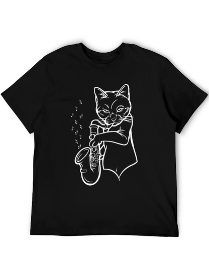 Cool Cat Saxophone Player Graphic Tee