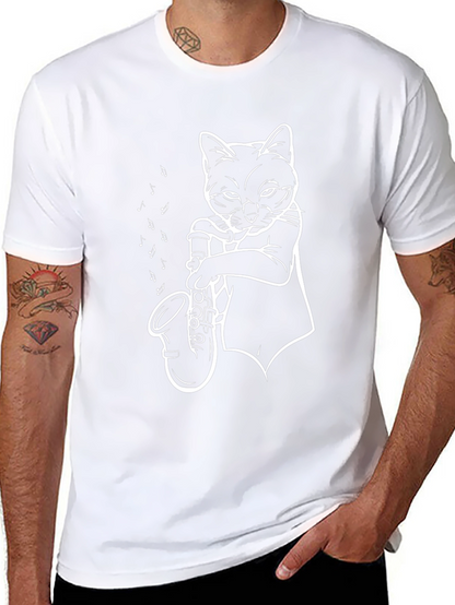 Cool Cat Saxophone Player Graphic Tee