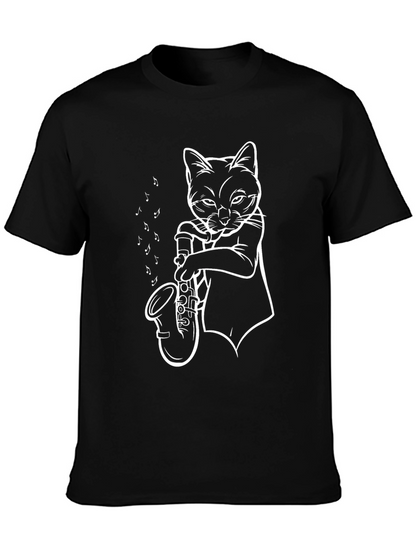 Cool Cat Saxophone Player Graphic Tee