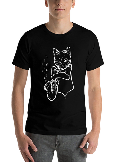 Cool Cat Saxophone Player Graphic Tee