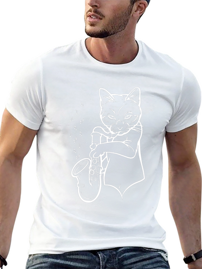 Cool Cat Saxophone Player Graphic Tee