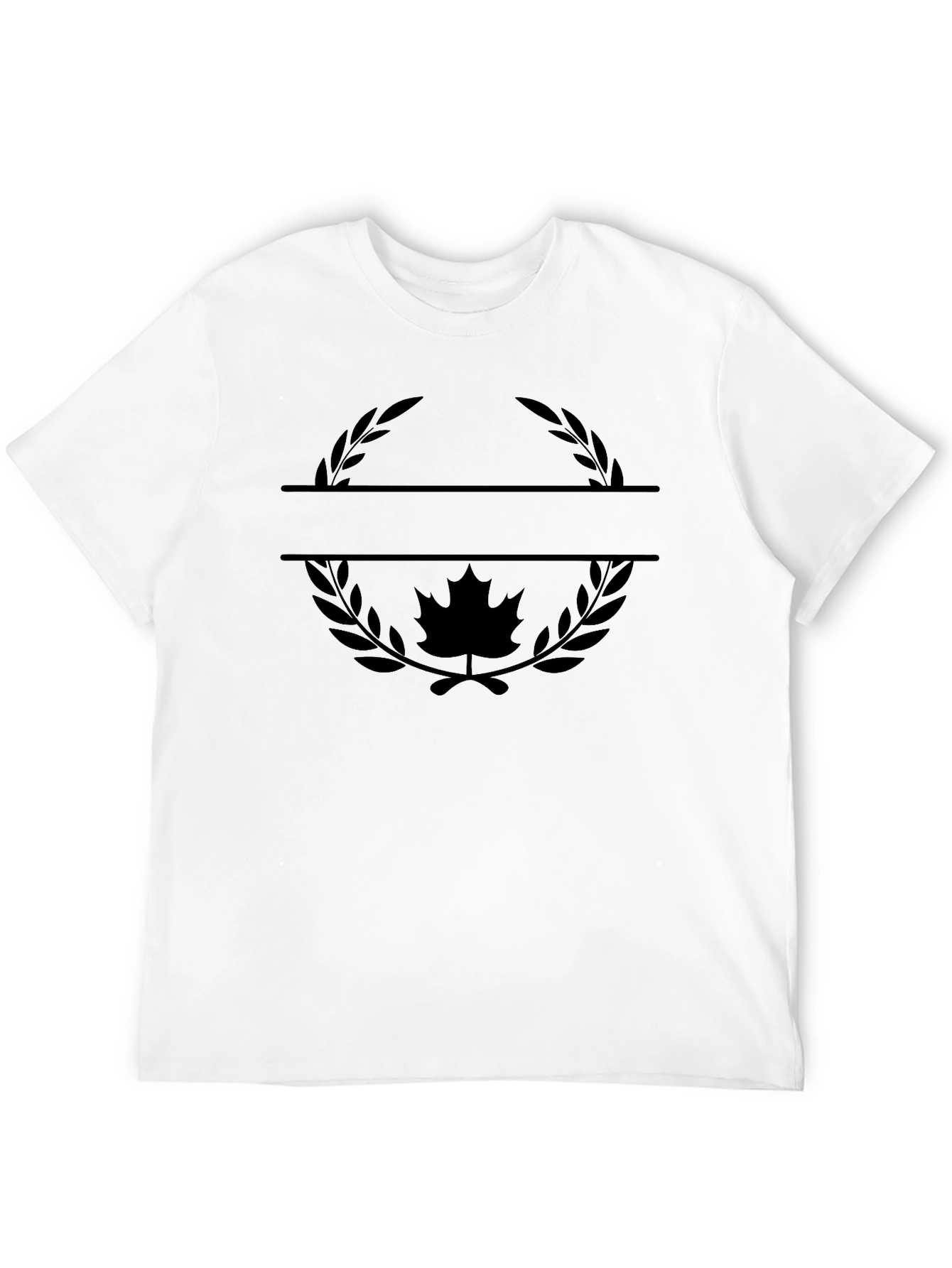 Maple Leaf Wreath Graphic Tee - Stylish Black T-Shirt