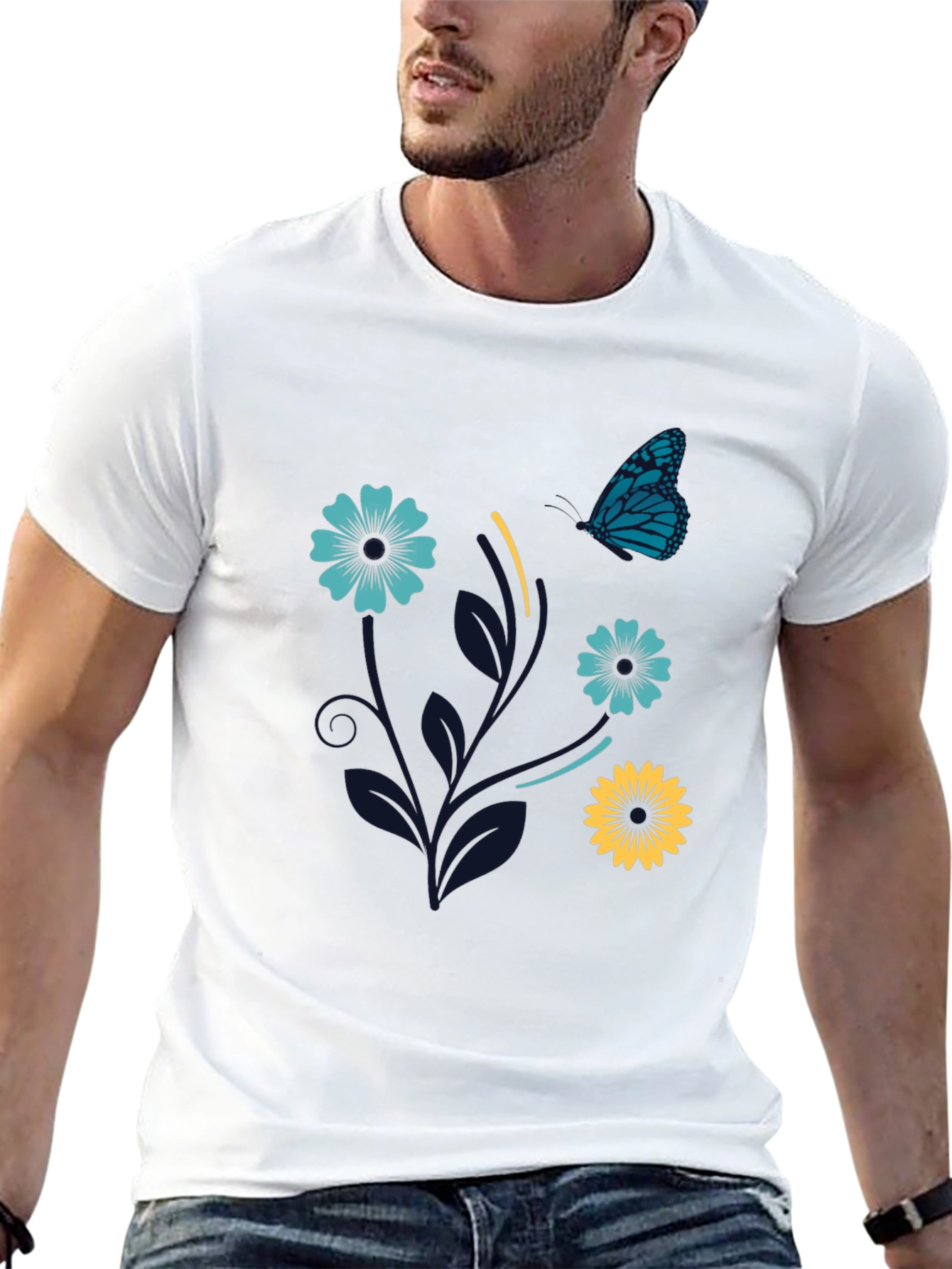 Floral Butterfly Graphic Tee - Stylish Comfort
