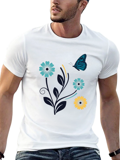 Floral Butterfly Graphic Tee - Stylish Comfort