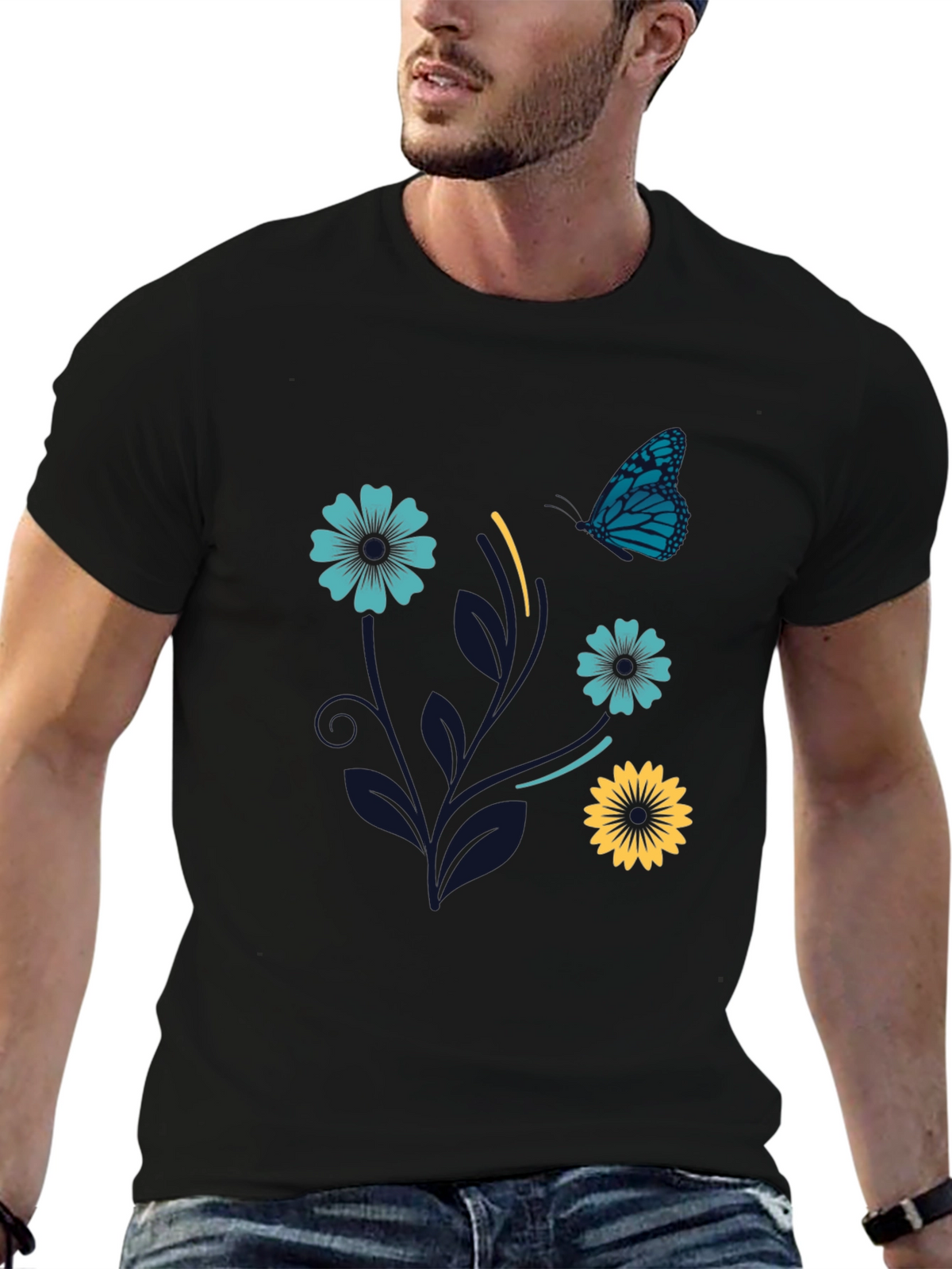 Floral Butterfly Graphic Tee - Stylish Comfort