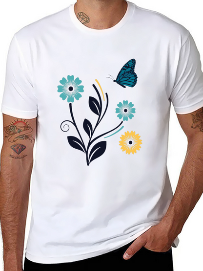 Floral Butterfly Graphic Tee - Stylish Comfort