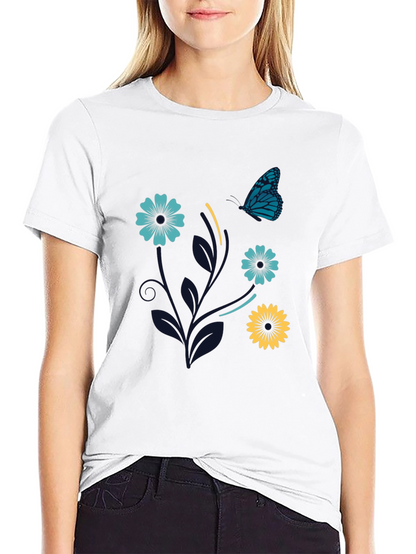 Floral Butterfly Graphic Tee - Stylish Comfort