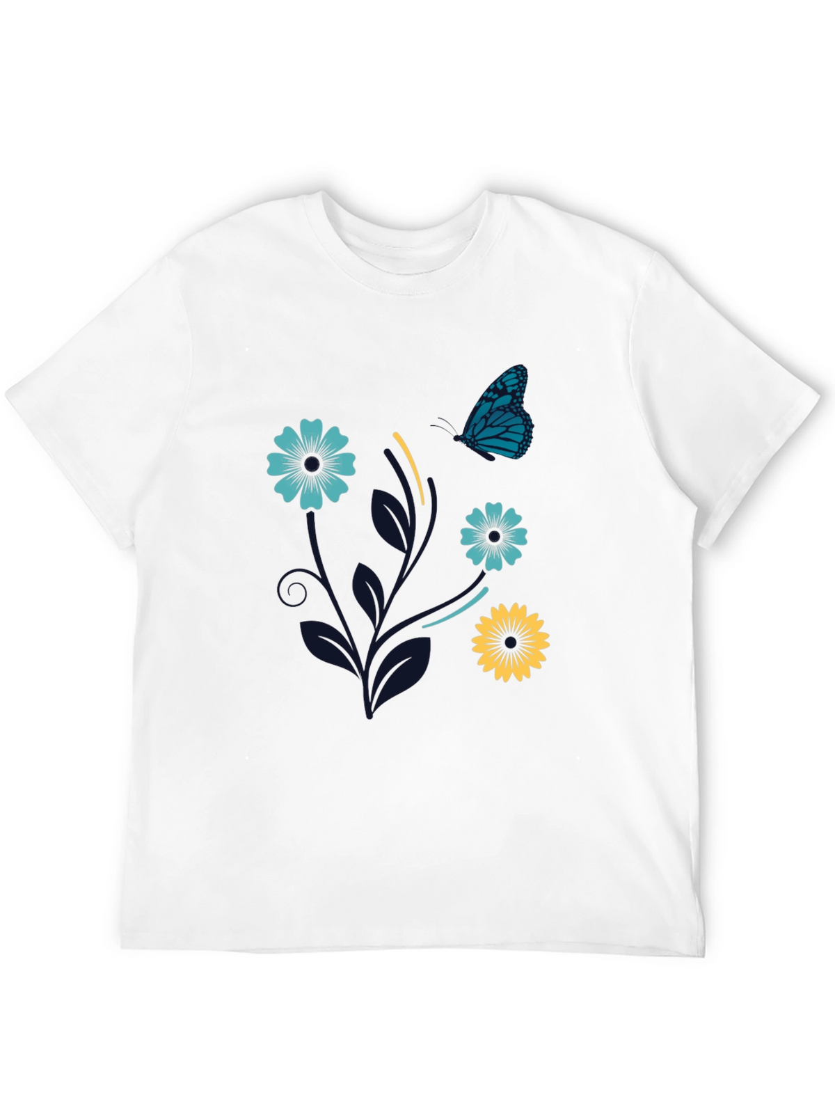 Floral Butterfly Graphic Tee - Stylish Comfort