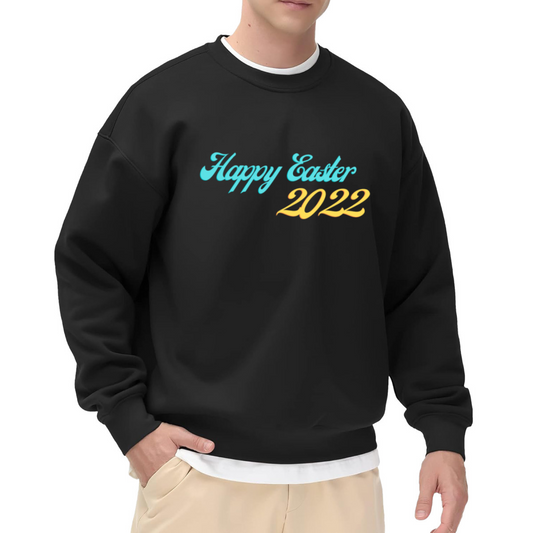 Happy Easter 2022 Retro Script Crewneck Sweatshirt | Spring Holiday Celebration Pullover, Easter Gift