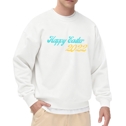 Happy Easter 2022 Retro Script Crewneck Sweatshirt | Spring Holiday Celebration Pullover, Easter Gift