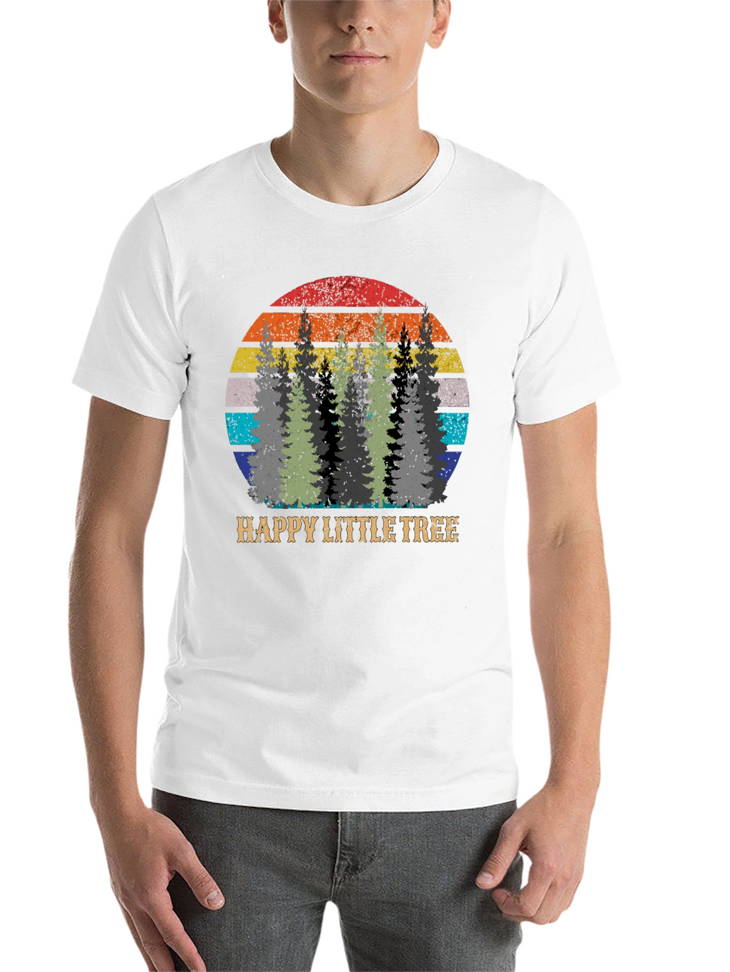 Happy Little Tree Graphic Tee - Retro Style
