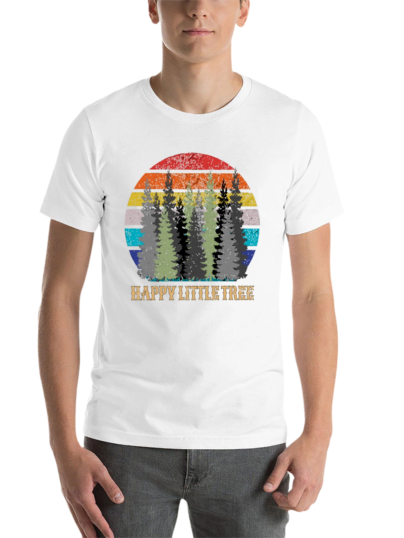 Happy Little Tree Graphic Tee - Retro Style