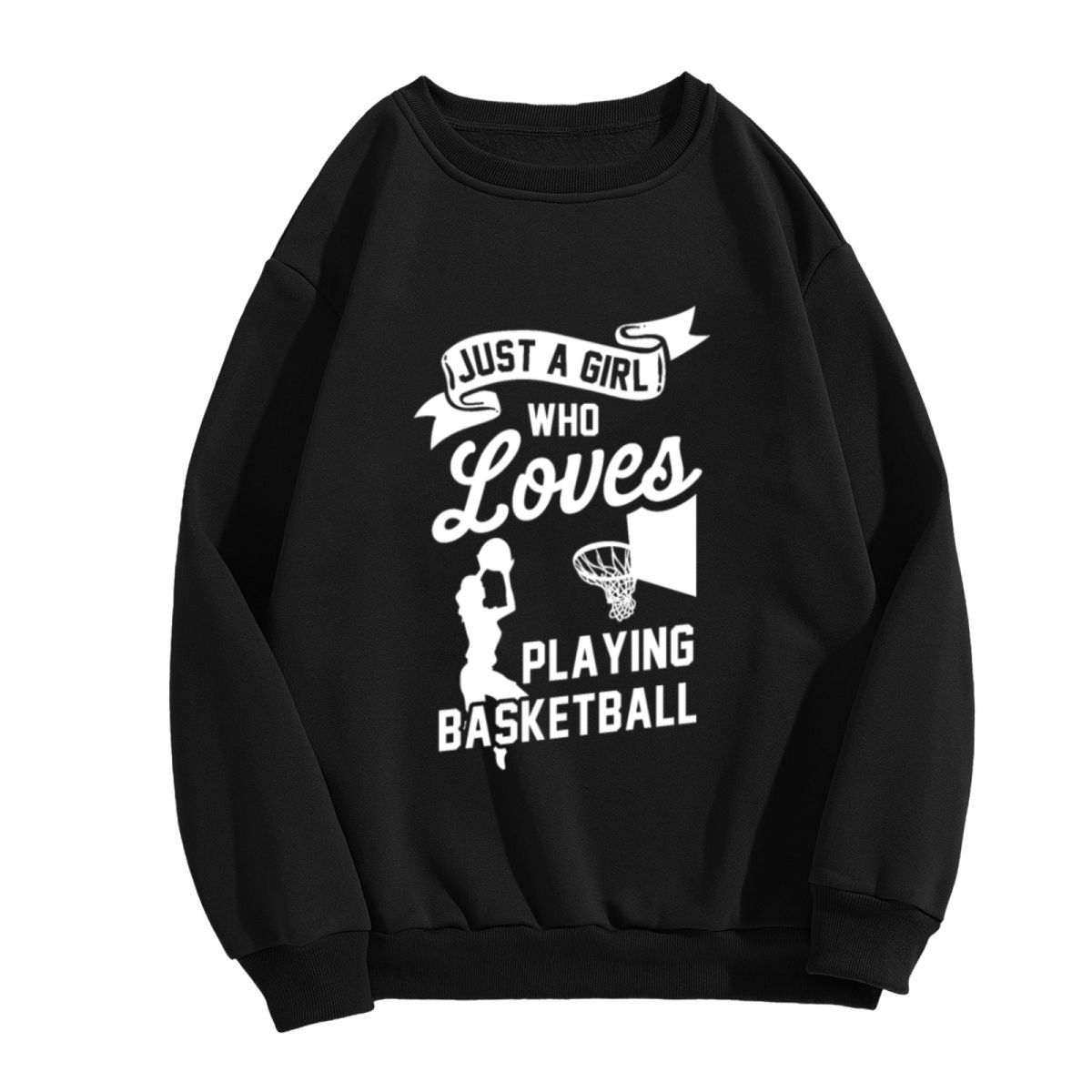 Just A Girl Who Loves Playing Basketball Sweatshirt | Female Basketball Player Graphic Crewneck, Retro Sports Pullover Top, Gift for Girls Who Ball