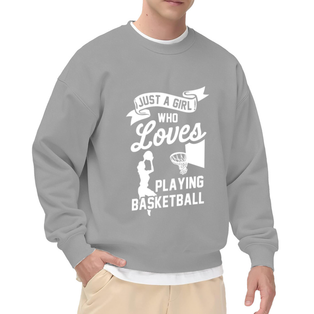 Just A Girl Who Loves Playing Basketball Sweatshirt | Female Basketball Player Graphic Crewneck, Retro Sports Pullover Top, Gift for Girls Who Ball