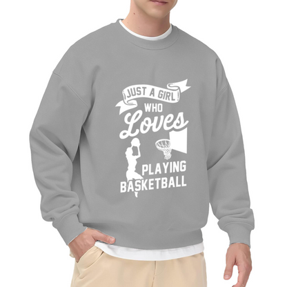 Just A Girl Who Loves Playing Basketball Sweatshirt | Female Basketball Player Graphic Crewneck, Retro Sports Pullover Top, Gift for Girls Who Ball