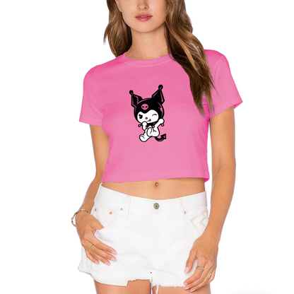 Leopard Print Hello Kitty Floral Vibe Crop Top