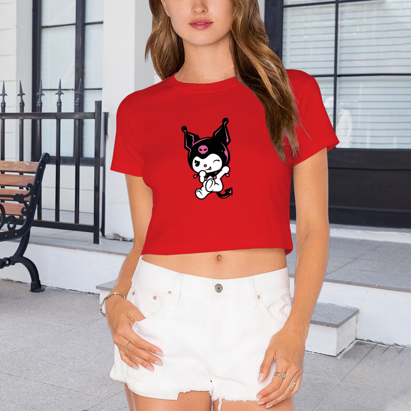 Leopard Print Hello Kitty Floral Vibe Crop Top