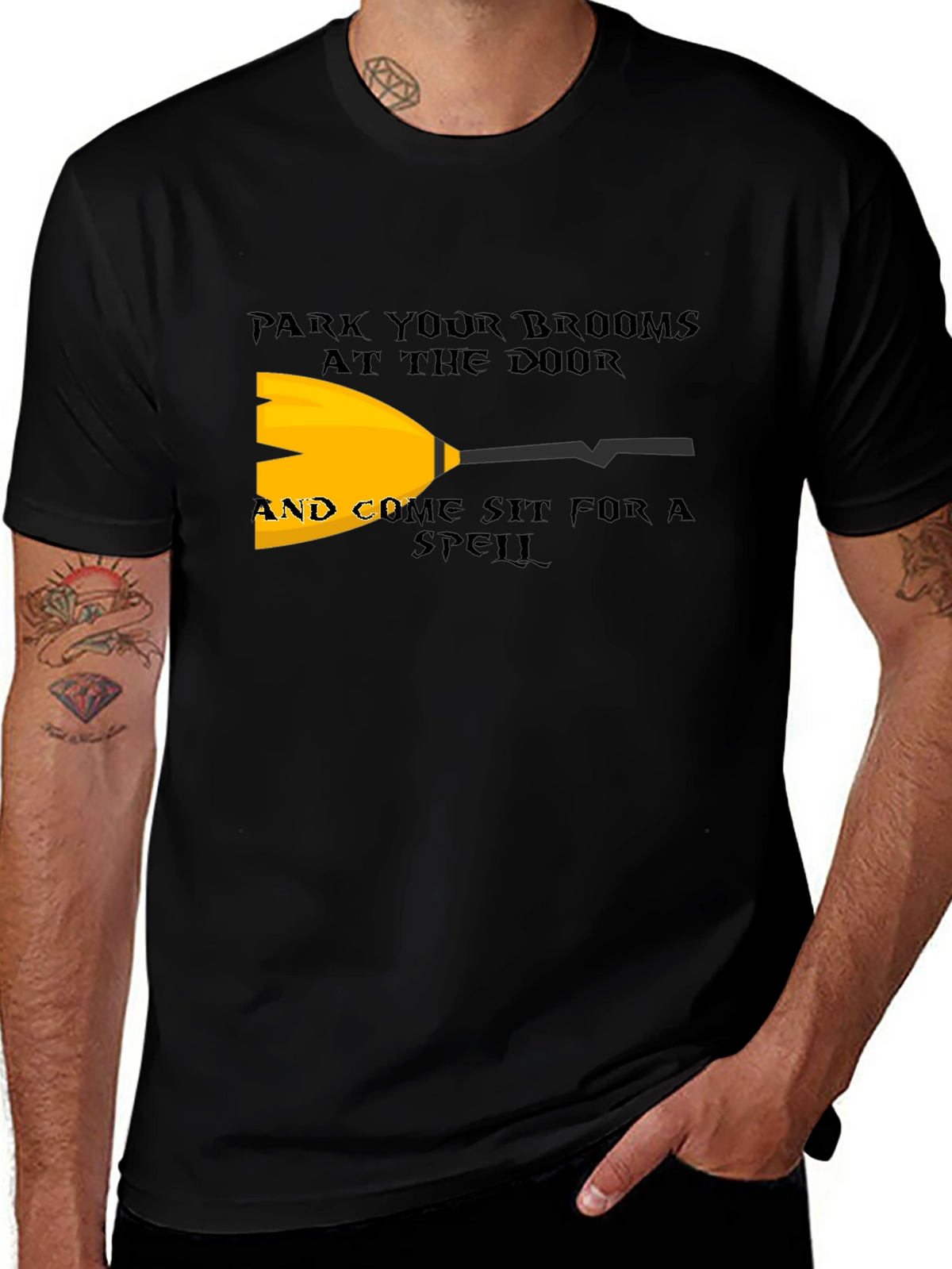 Park Your Brooms T-Shirt - Halloween Witch Tee