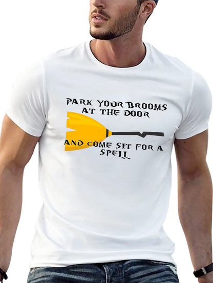Park Your Brooms T-Shirt - Halloween Witch Tee
