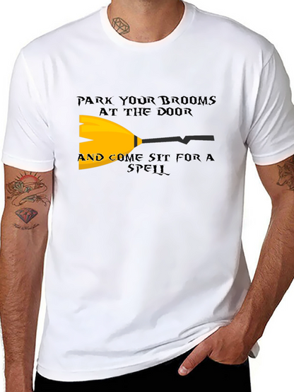 Park Your Brooms T-Shirt - Halloween Witch Tee