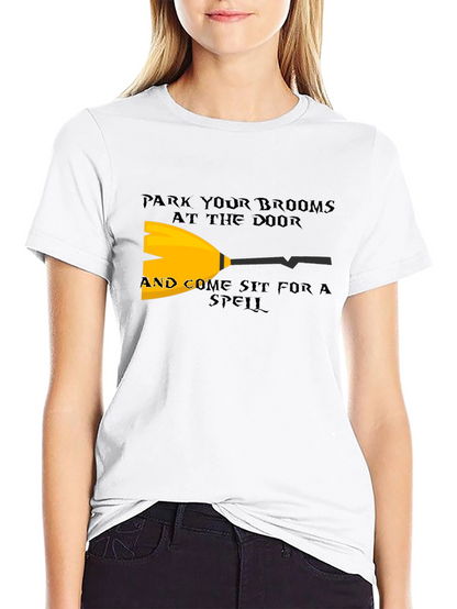 Park Your Brooms T-Shirt - Halloween Witch Tee