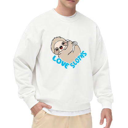 Love Sloths Crewneck Sweatshirt - Cute Sloth Graphic Pullover, Sloth Lover Gift, Lazy Vibes Top