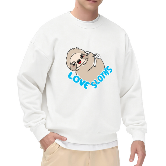 Love Sloths Crewneck Sweatshirt - Cute Sloth Graphic Pullover, Sloth Lover Gift, Lazy Vibes Top