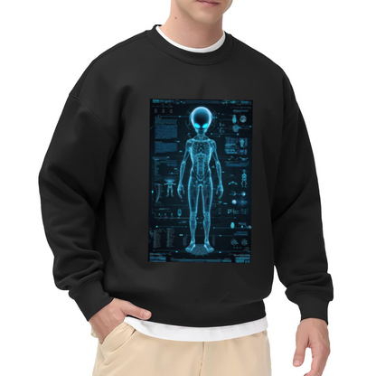 Alien Anatomy X-Ray HUD Crewneck Sweatshirt with Sci-Fi Hologram Design