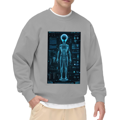 Alien Anatomy X-Ray HUD Crewneck Sweatshirt with Sci-Fi Hologram Design