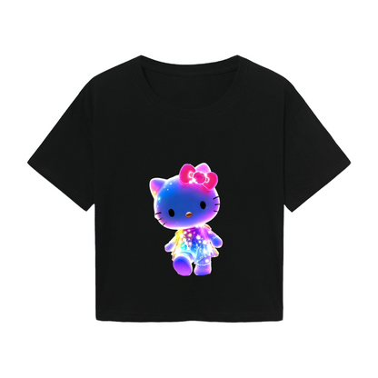 Cute Hello Kitty & Tiny Friends Graphic White Cropped Tee