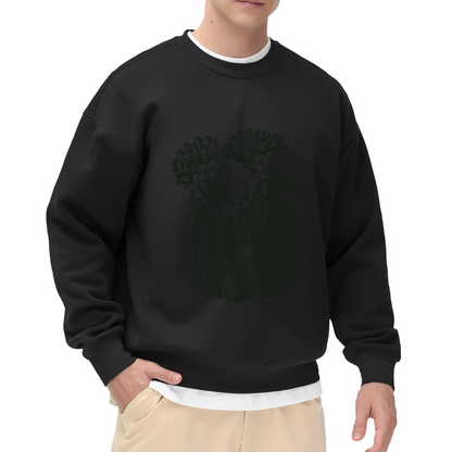 Blooming Cactus Botanical Crewneck Sweatshirt, Monochrome Succulent Flower Pullover, Plant Lover Gift