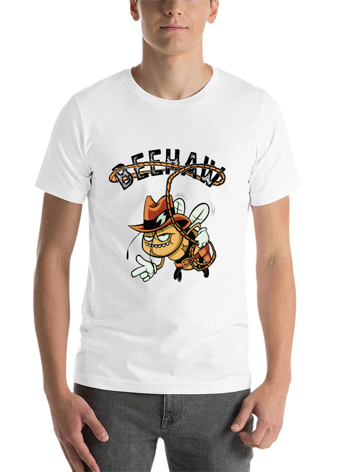 Beehaw Cartoon Graphic Black T-Shirt