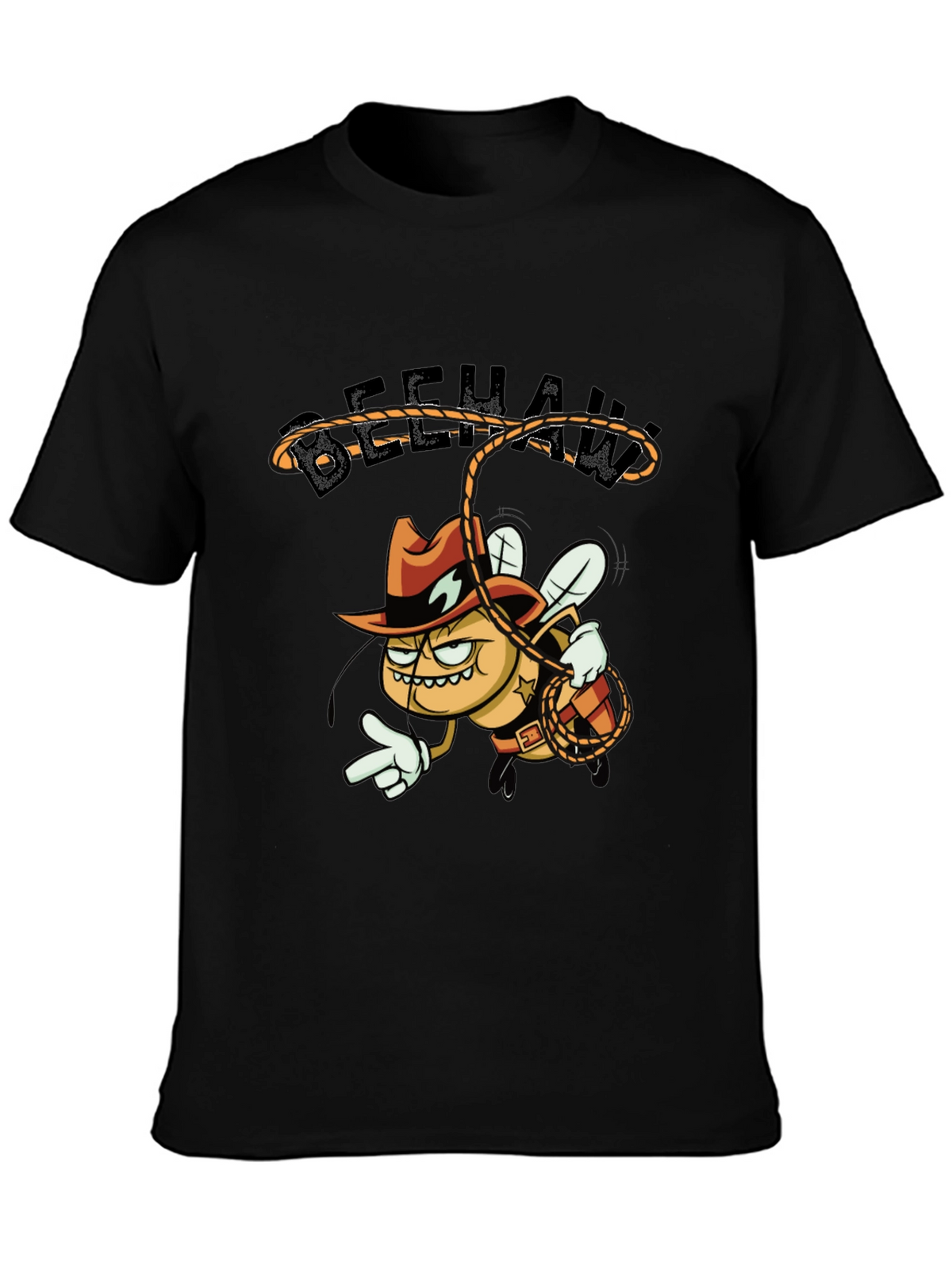 Beehaw Cartoon Graphic Black T-Shirt