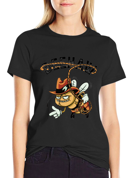 Beehaw Cartoon Graphic Black T-Shirt