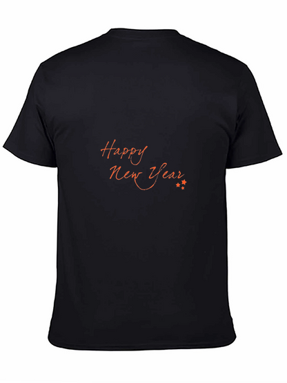 Happy New Year Graphic Black T-Shirt