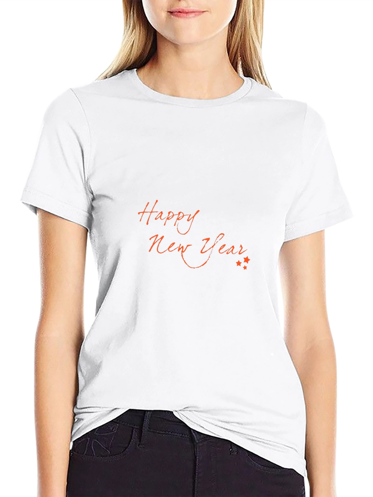 Happy New Year Graphic Black T-Shirt
