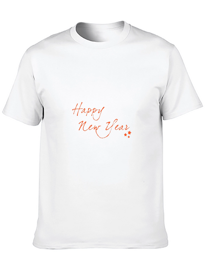 Happy New Year Graphic Black T-Shirt