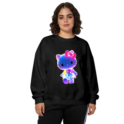 Glowing Galaxy Neon Hello Kitty Eye?Catching Crewneck Sweatshirt