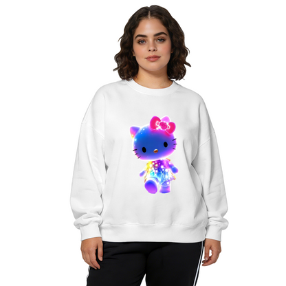 Glowing Galaxy Neon Hello Kitty Eye?Catching Crewneck Sweatshirt