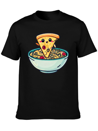 Cute Pizza Slice in Bowl Graphic T-Shirt