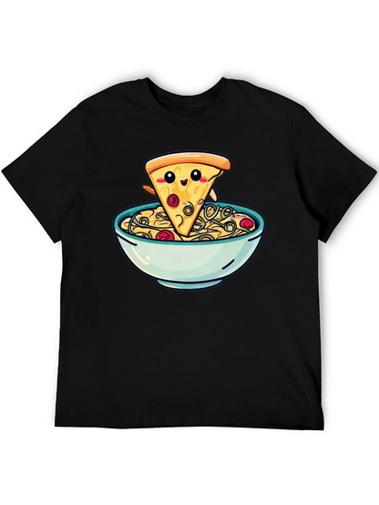 Cute Pizza Slice in Bowl Graphic T-Shirt