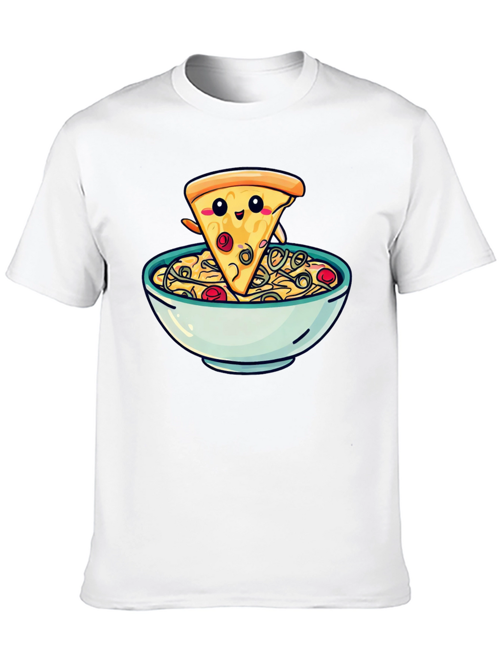 Cute Pizza Slice in Bowl Graphic T-Shirt