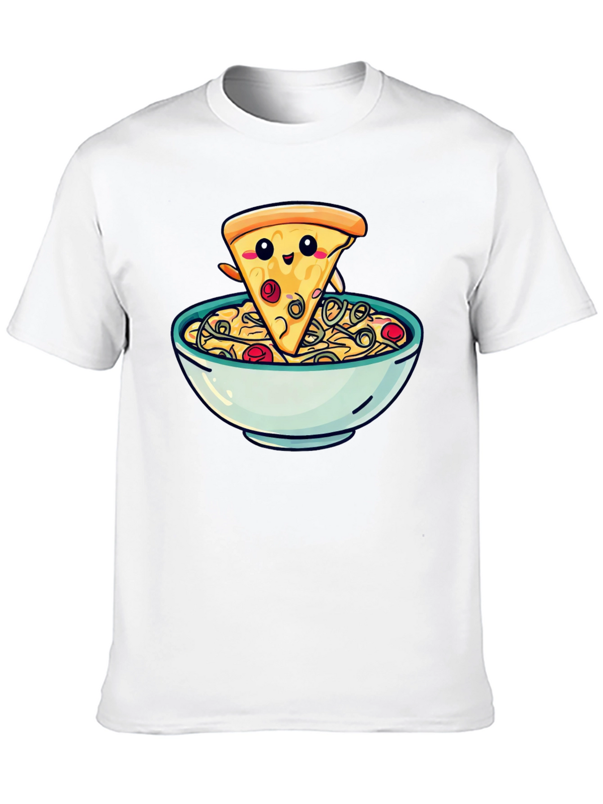 Cute Pizza Slice in Bowl Graphic T-Shirt